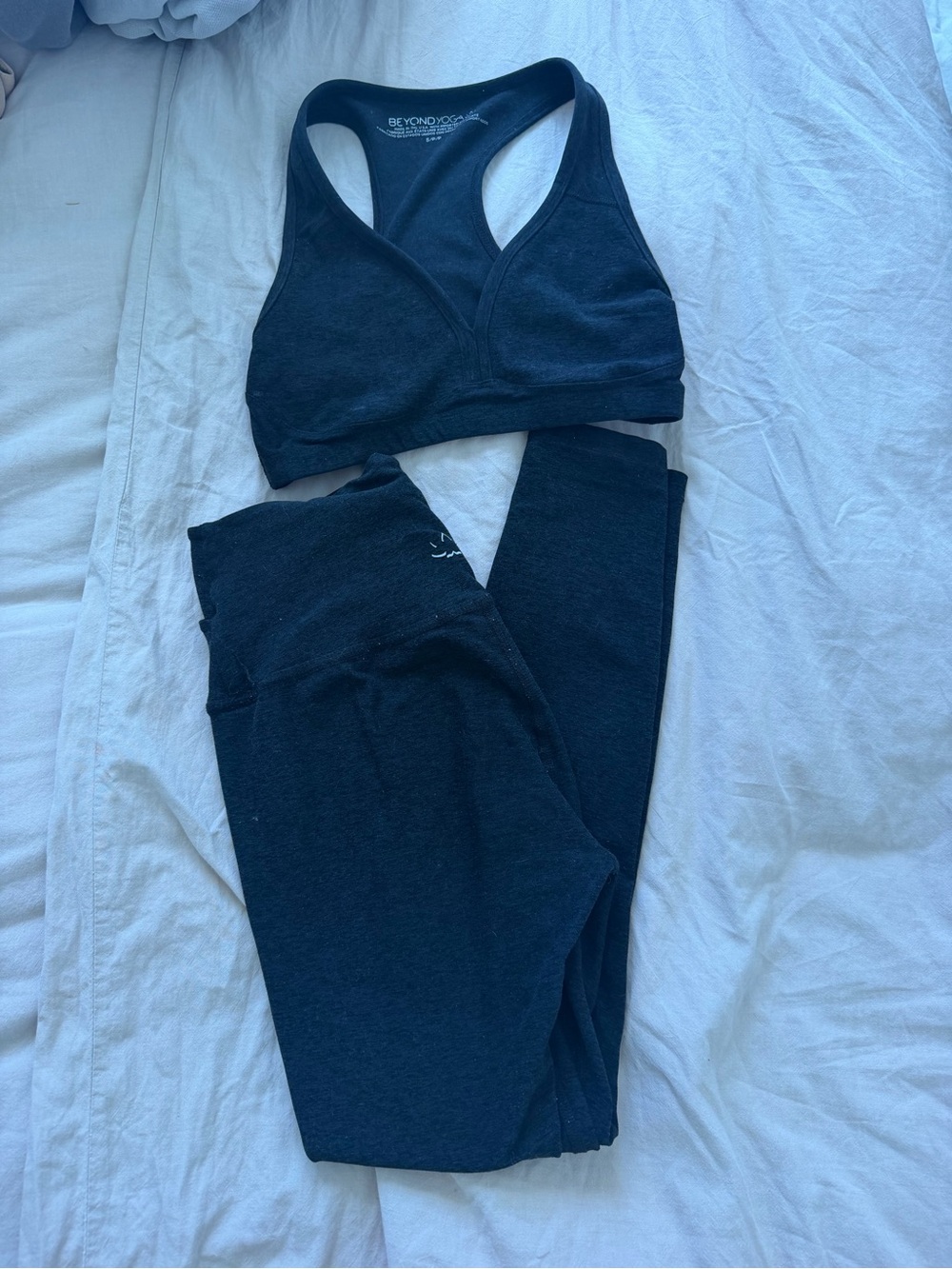 Beyond Yoga Black Racerback Sports Bra & High-Waist Leggings Set